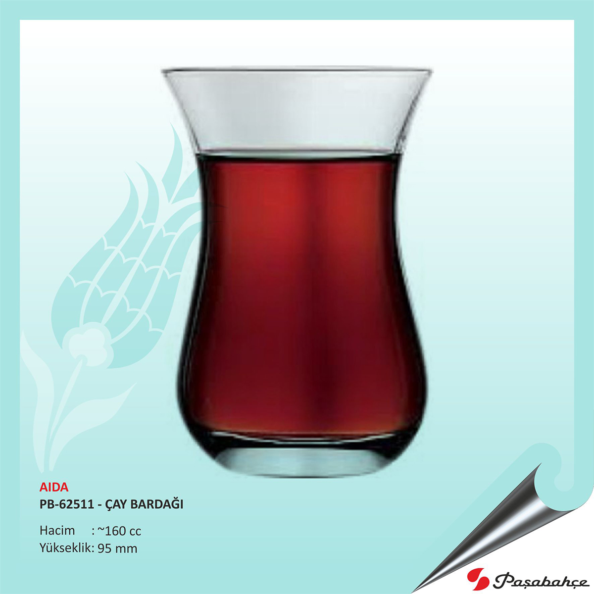 Paşabahçe Aıda Pb-62511 - Baskılı Çay Bardağı 160 cc Paşabahçe Aıda Pb-62511 - Baskılı Çay Bardağı 160 cc