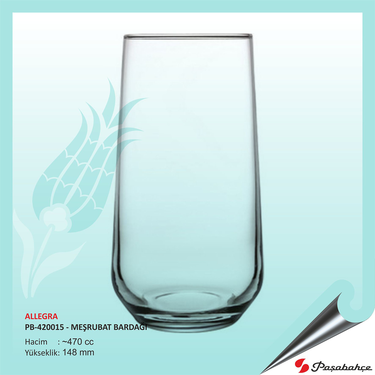 Paşabahçe Allegra Pb-420015 - Baskılı Meşrubat Bardağı 470 cc Paşabahçe Allegra Pb-420015 - Baskılı Meşrubat Bardağı 470 cc