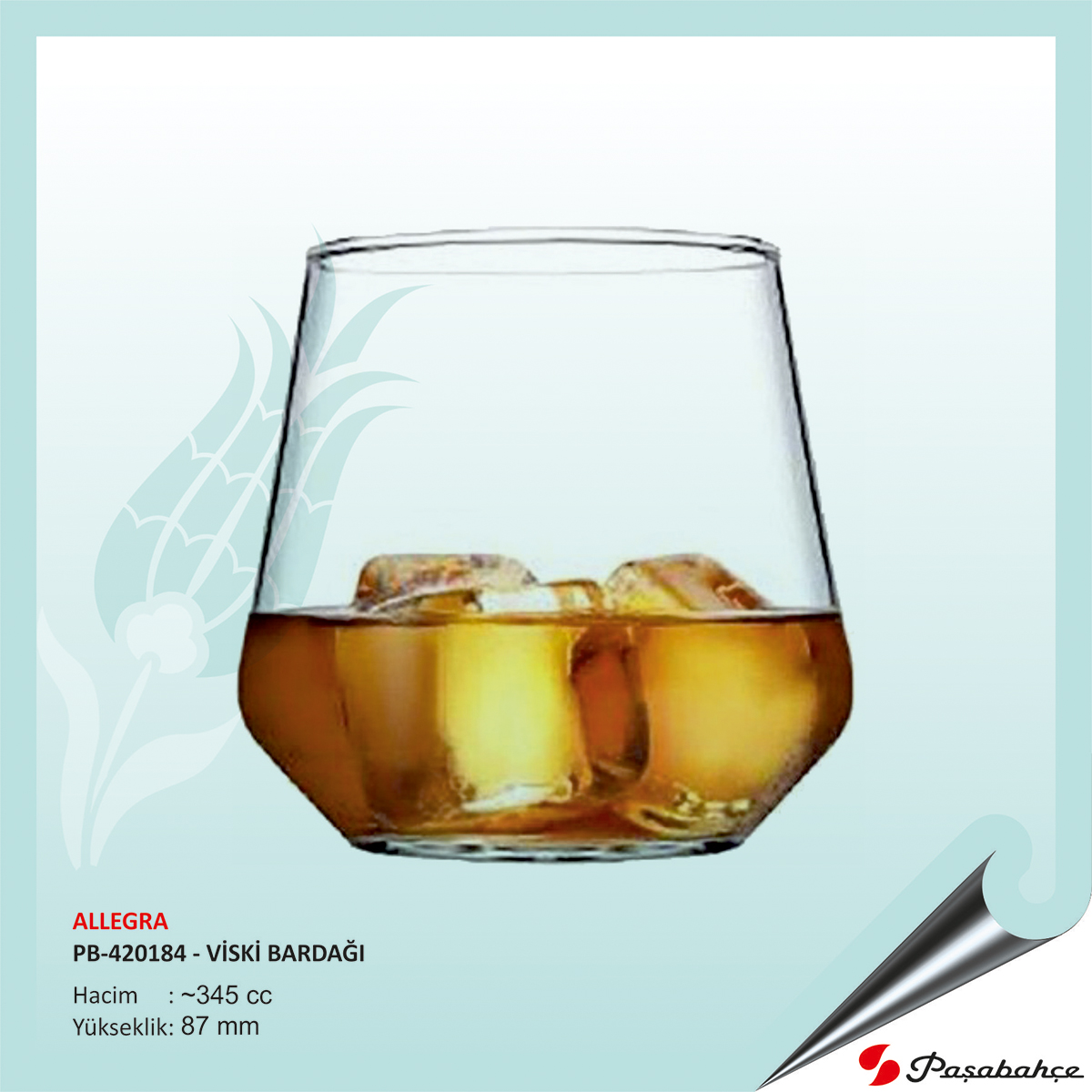 Paşabahçe Allegra Pb-420184 - Baskılı Viski Bardağı 345 cc Paşabahçe Allegra Pb-420184 - Baskılı Viski Bardağı 345 cc