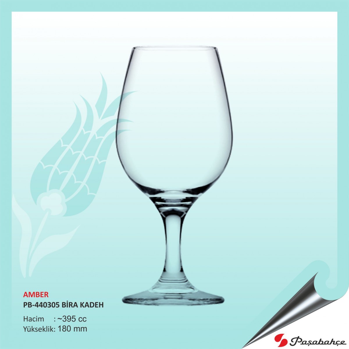 Amber Pb-440305 Baskılı Bira Kadeh 395 cc
