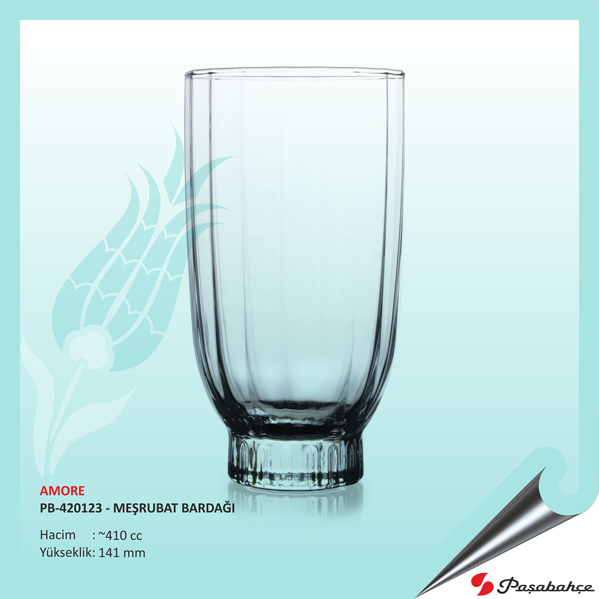 Paşabahçe Amore Pb-420123 - Baskılı Meşrubat Bardağı 410 cc Paşabahçe Amore Pb-420123 - Baskılı Meşrubat Bardağı 410 cc
