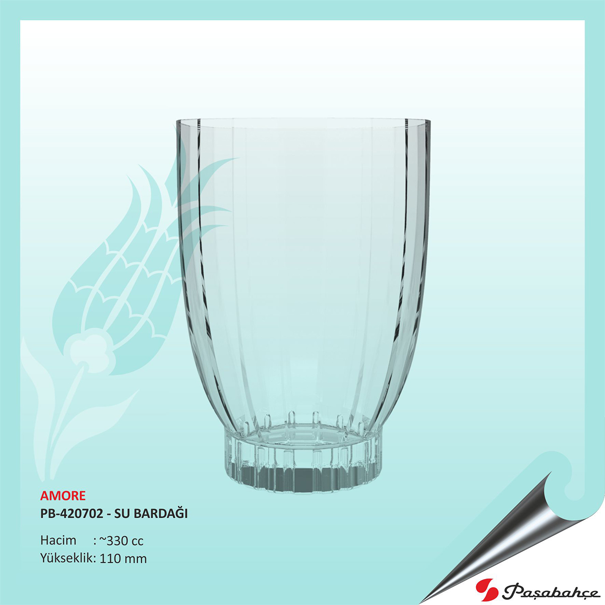 Paşabahçe Amore Pb-420702 - Baskılı Su Bardağı 330 cc Paşabahçe Amore Pb-420702 - Baskılı Su Bardağı 330 cc
