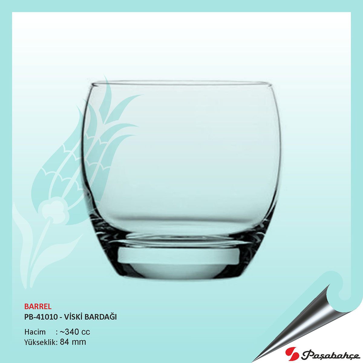 Paşabahçe Barrel Pb-41010 - Baskılı Viski Bardağı 340 cc Paşabahçe Barrel Pb-41010 - Baskılı Viski Bardağı 340 cc