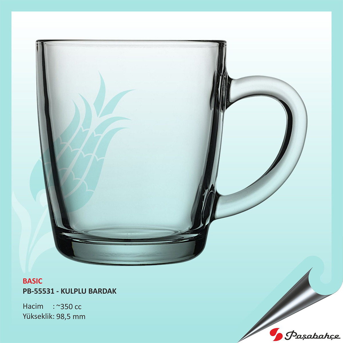Basıc Pb-55531 - Baskılı Kulplu Bardak 350