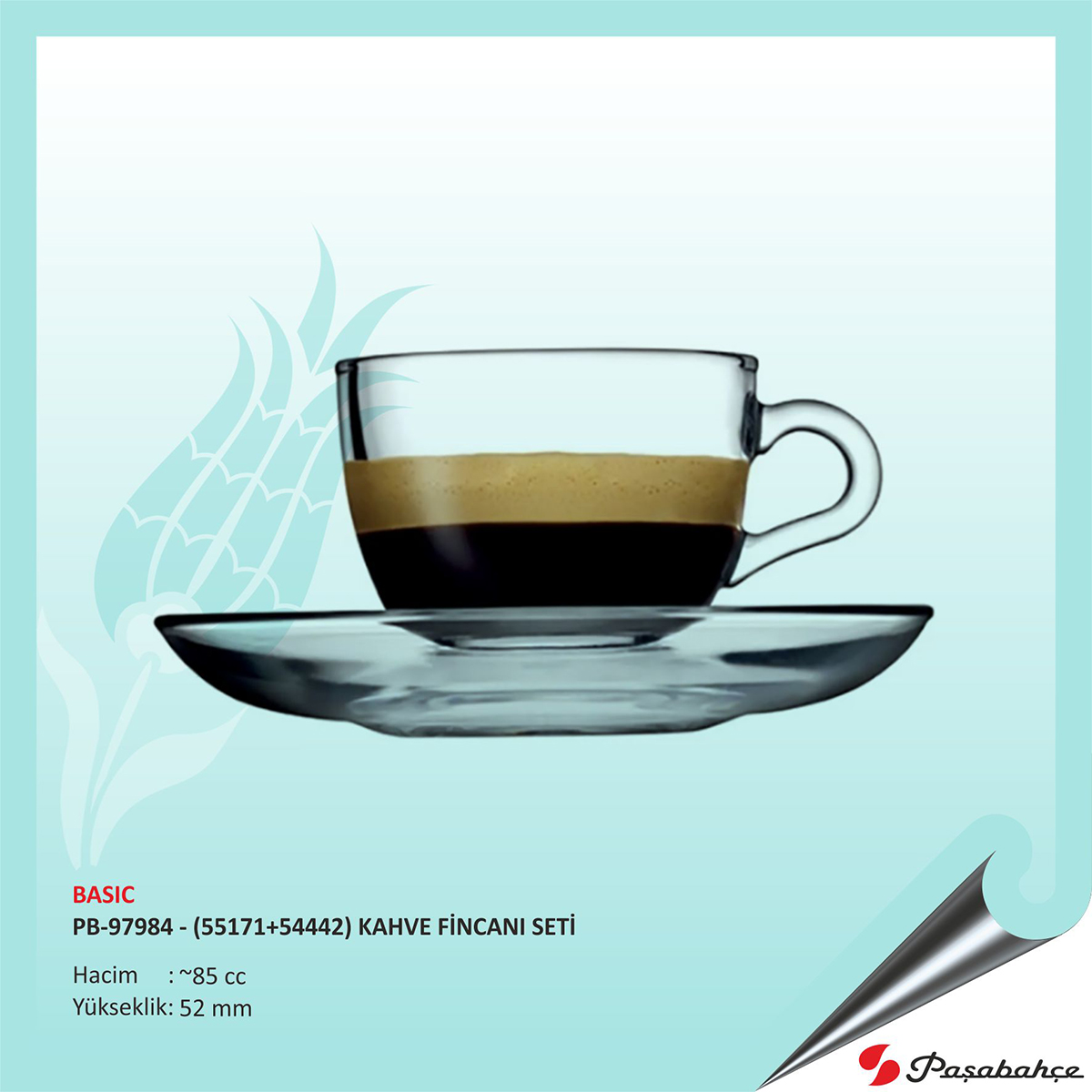 Paşabahçe Basıc Pb-97984 - (55171+54442) Baskılı Kahve Fincanı Seti 85 cc Paşabahçe Basıc Pb-97984 - (55171+54442) Baskılı Kahve Fincanı Seti 85 cc