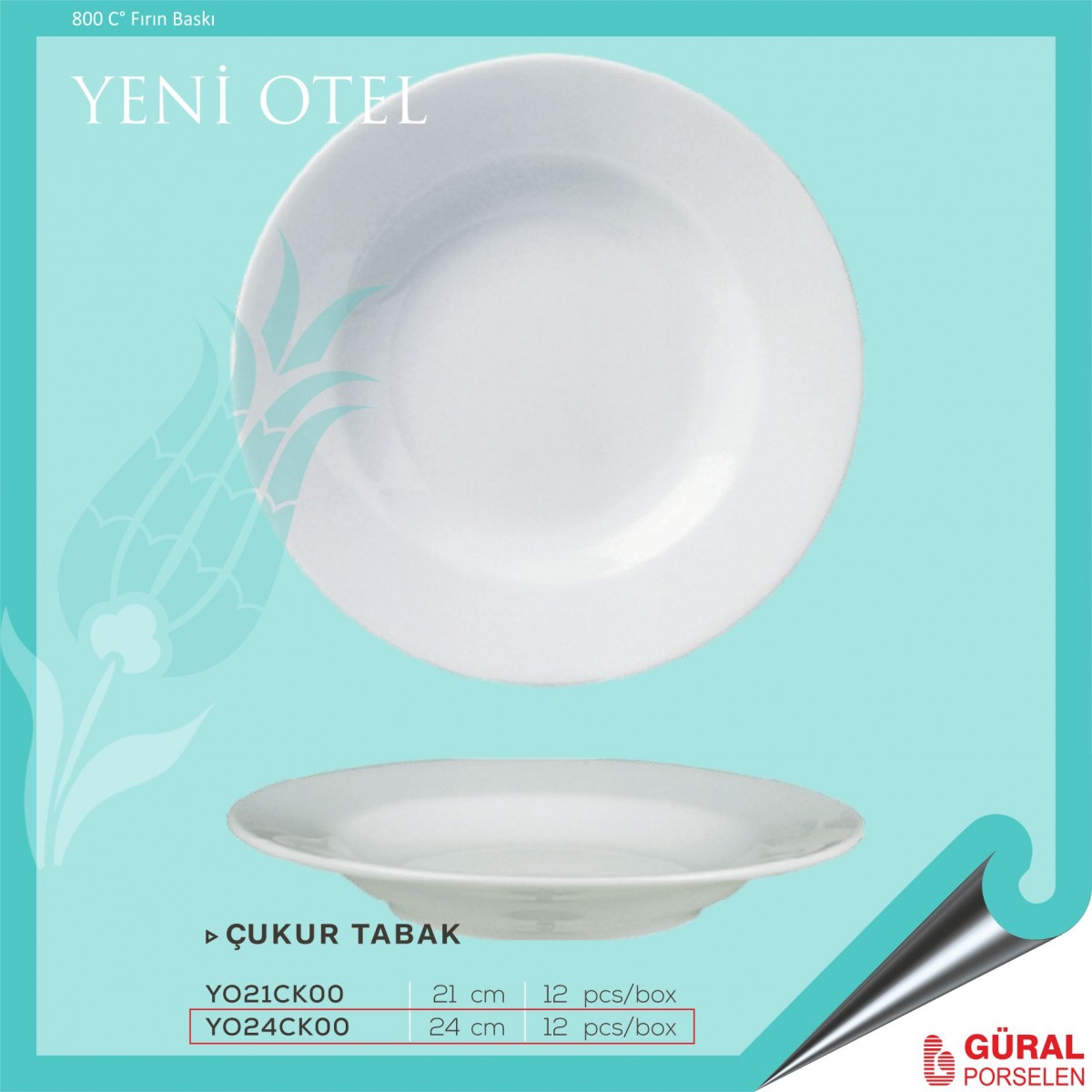 Baskılı Yeni Otel 24 cm Çukur Tabak