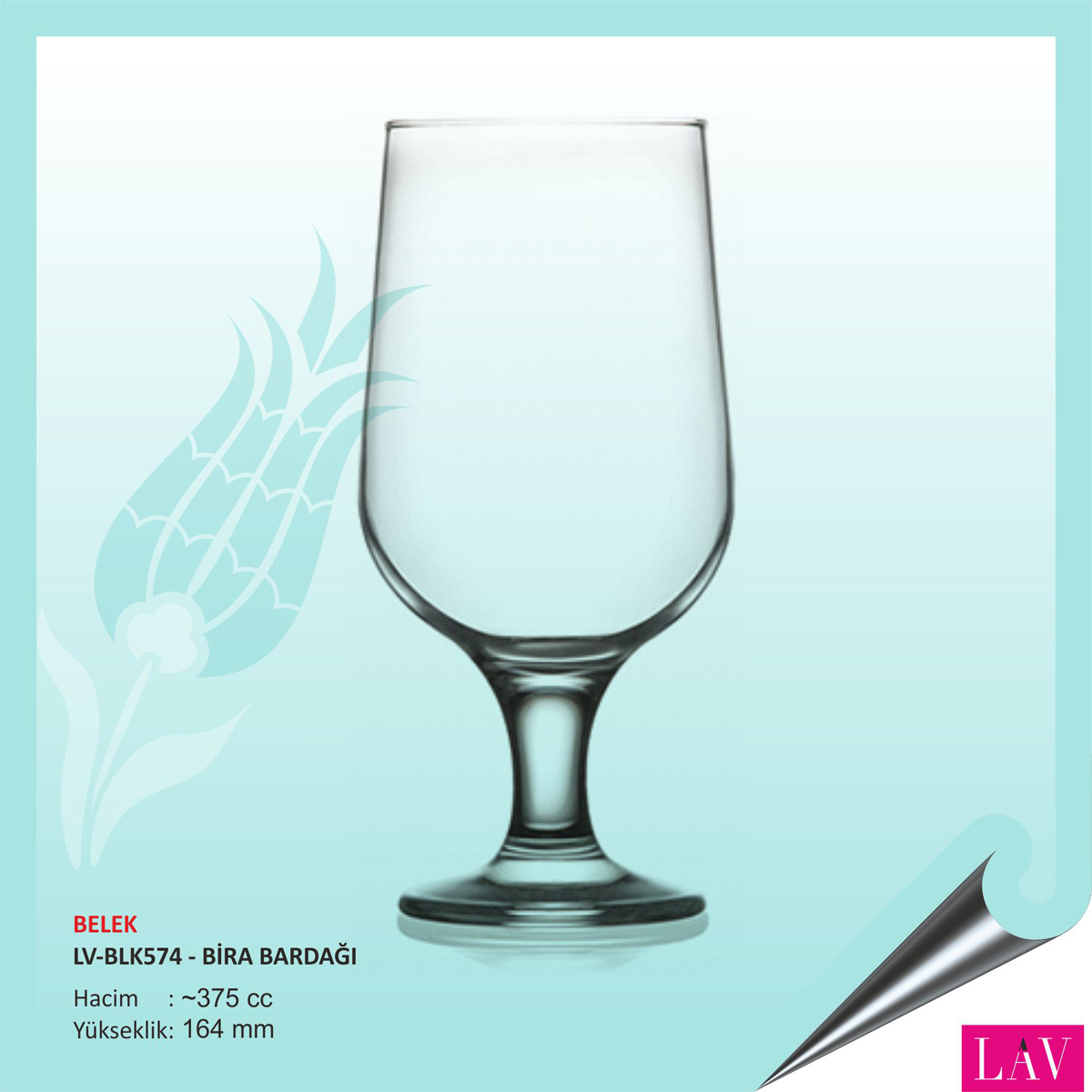 Baskılı Lav Belek Bira Bardağı 375 cc Baskılı Lav Belek Bira Bardağı 375 cc