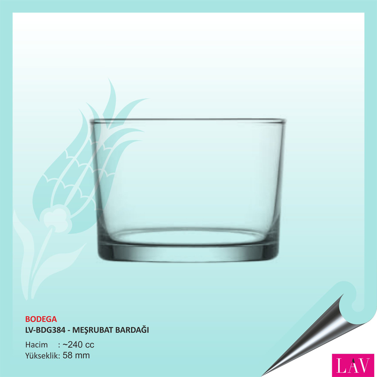 Lav Bodega Baskılı Meşrubat Bardağı 240 cc Lav Bodega Baskılı Meşrubat Bardağı 240 cc