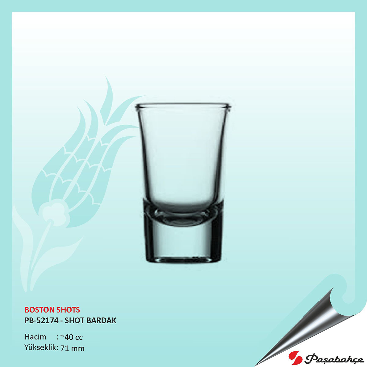 Paşabahçe Boston Shots Pb-52174 - Baskılı Shot Bardak 40 cc Paşabahçe Boston Shots Pb-52174 - Baskılı Shot Bardak 40 cc
