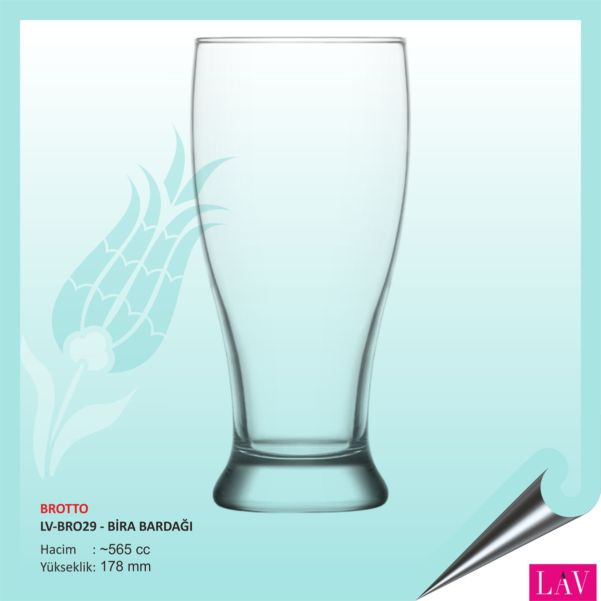 Baskılı Lav Brotto Bira Bardağı 565 cc Baskılı Lav Brotto Bira Bardağı 565 cc