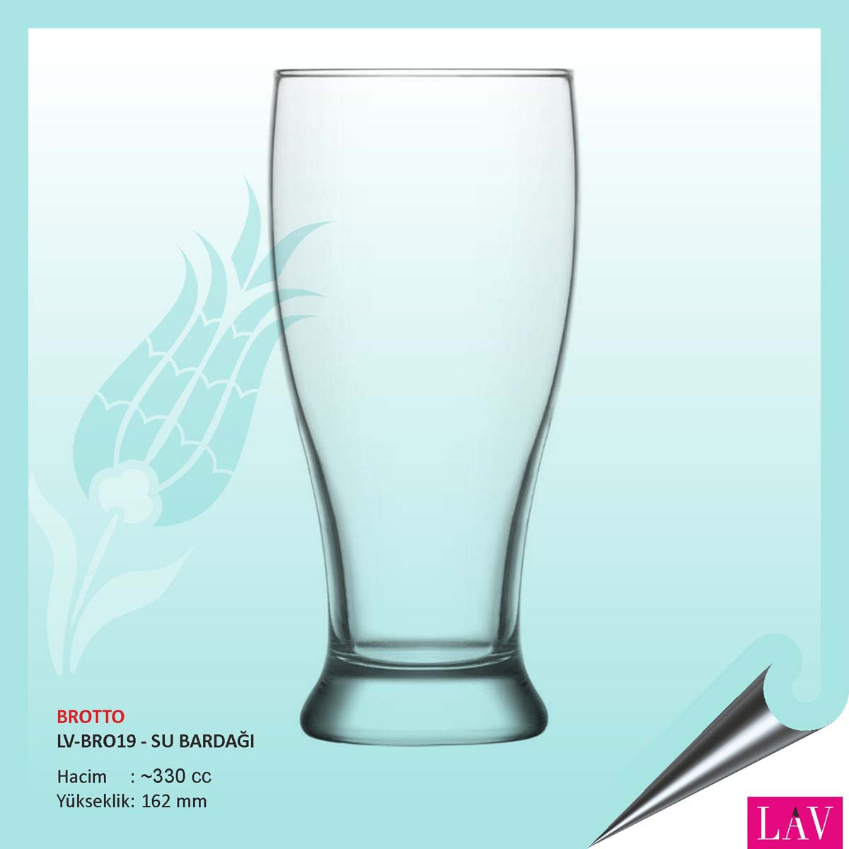 Baskılı Lav Brotto Bira Bardağı 330 cc