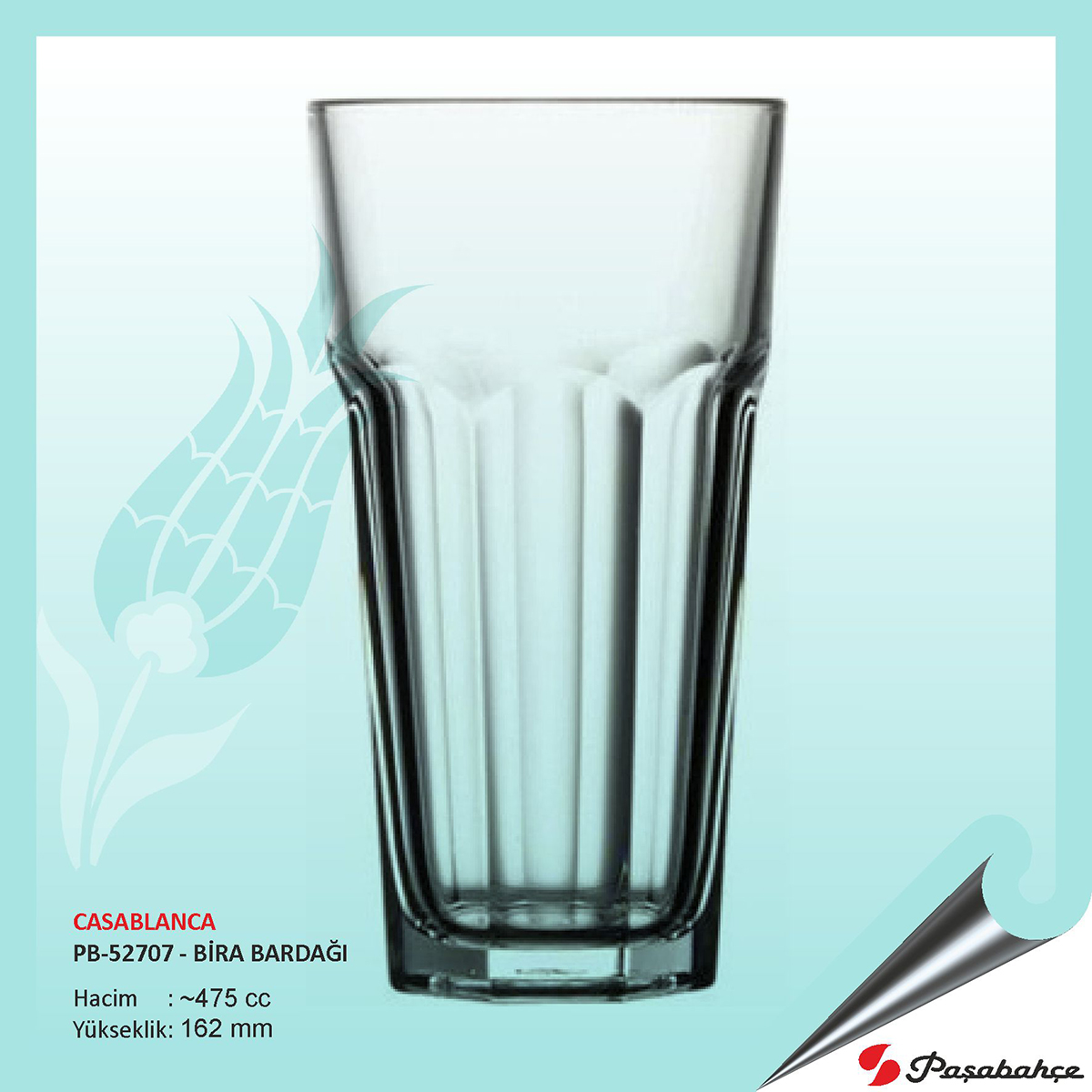 Paşabahçe Casablanca Pb-52707 - Baskılı Bira Bardağı 475 cc Paşabahçe Casablanca Pb-52707 - Baskılı Bira Bardağı 475 cc
