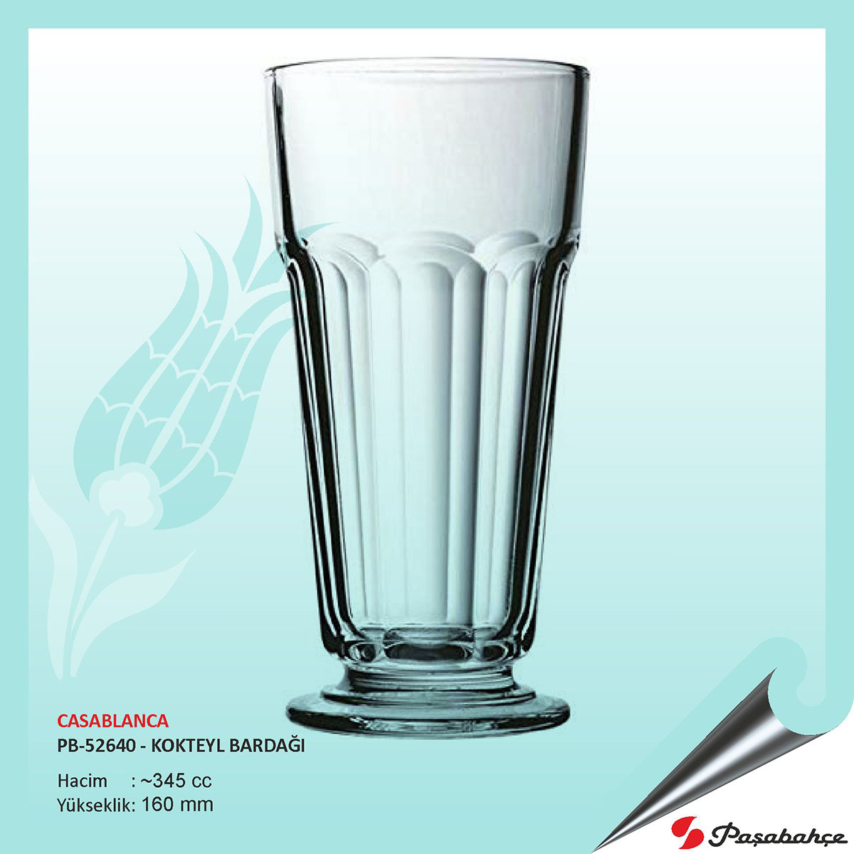 Paşabahçe Casablanca Pb-52640 - Baskılı Kokteyl Bardağı 345 cc Paşabahçe Casablanca Pb-52640 - Baskılı Kokteyl Bardağı 345 cc