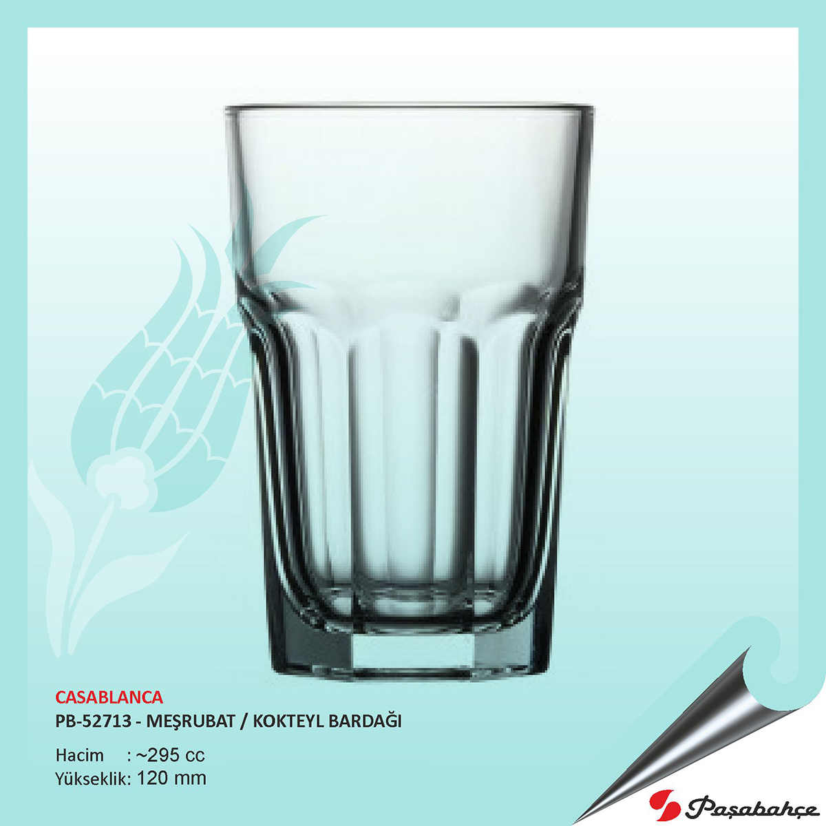 Paşabahçe Casablanca Pb-52713 - Baskılı Meşrubat / Kokteyl Bardağı 295 cc Paşabahçe Casablanca Pb-52713 - Baskılı Meşrubat / Kokteyl Bardağı 295 cc