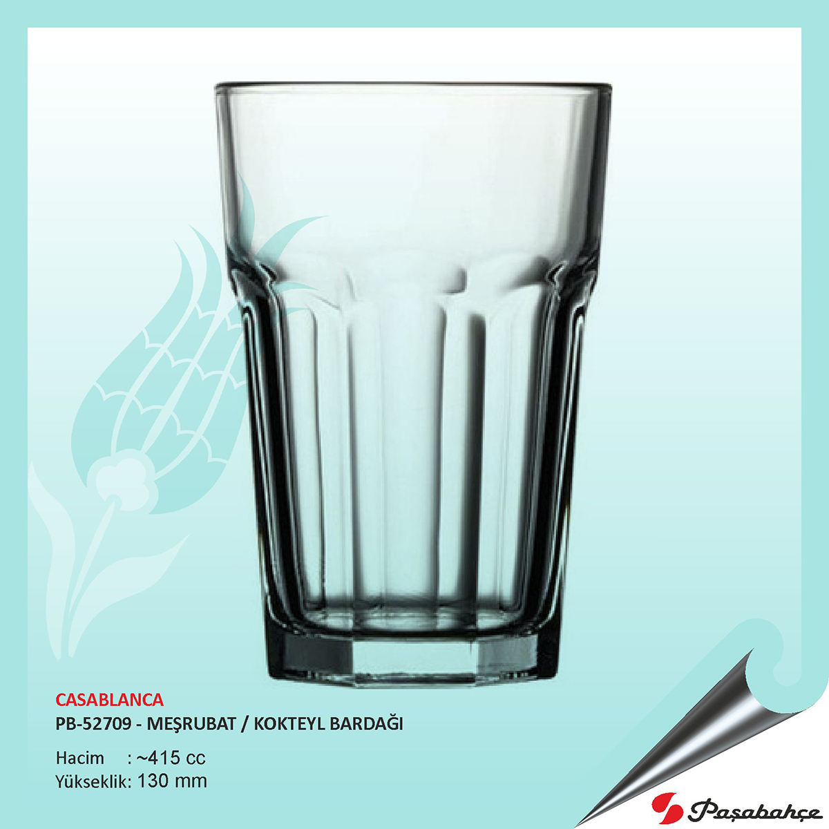 Paşabahçe Casablanca Pb-52709 - Baskılı Meşrubat / Kokteyl Bardağı 415 cc Paşabahçe Casablanca Pb-52709 - Baskılı Meşrubat / Kokteyl Bardağı 415 cc
