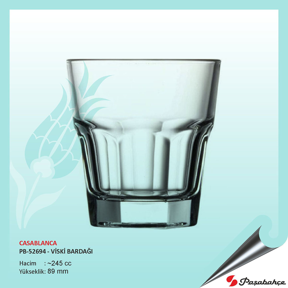 Paşabahçe Casablanca Pb-52694 - Baskılı Viski Bardağı 245 cc Paşabahçe Casablanca Pb-52694 - Baskılı Viski Bardağı 245 cc