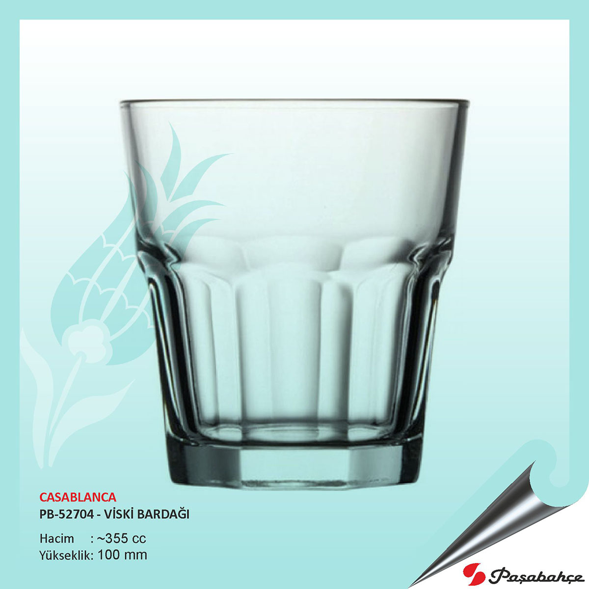 Paşabahçe Casablanca Pb-52704 - Baskılı Viski Bardağı 355 cc Paşabahçe Casablanca Pb-52704 - Baskılı Viski Bardağı 355 cc