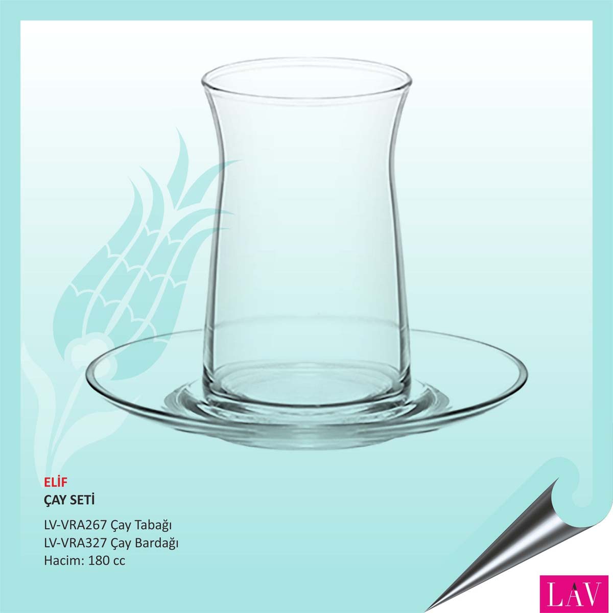 Baskılı Lav Elif Çay Seti 180 cc Baskılı Lav Elif Çay Seti 180 cc