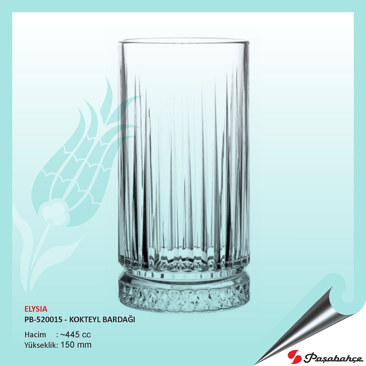 Baskılı Elysıa Pb-520015 - Kokteyl Bardağı 445 cc