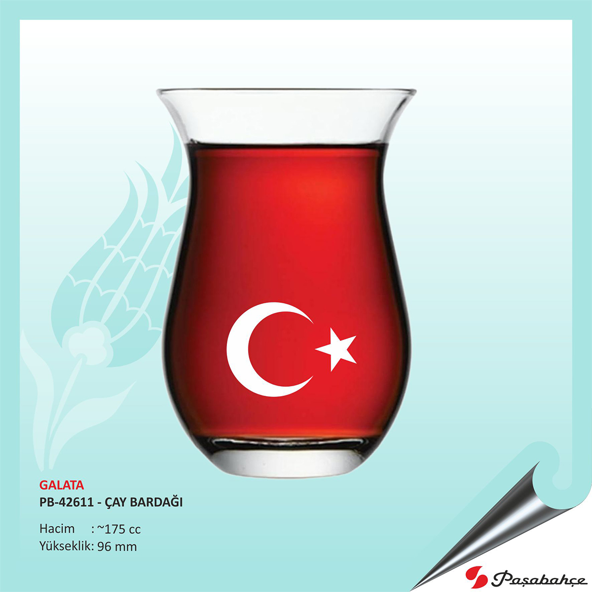 Paşabahçe Galata Pb-42611 - Baskılı Çay Bardağı 175 cc Paşabahçe Galata Pb-42611 - Baskılı Çay Bardağı 175 cc