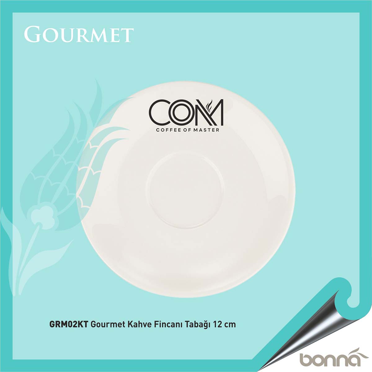 Baskılı Bonna Gourmet Kahve Fincanı Tabağı 12 cm Baskılı Bonna Gourmet Kahve Fincanı Tabağı 12 cm