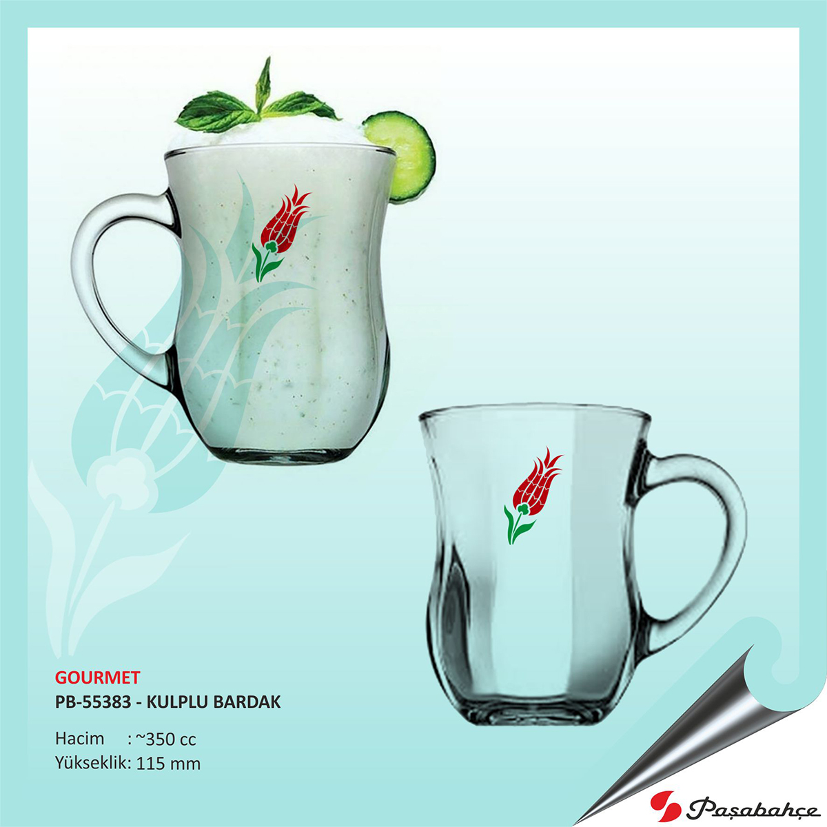 Paşabahçe Gourmet Pb-55383 - Baskılı Kulplu Bardak 350 cc Paşabahçe Gourmet Pb-55383 - Baskılı Kulplu Bardak 350 cc