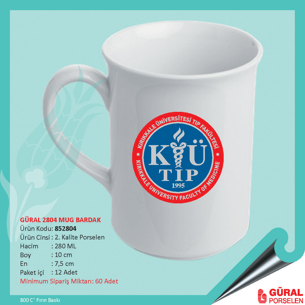 Baskılı Güral 01 Uygun Porselen Kupa Bardak