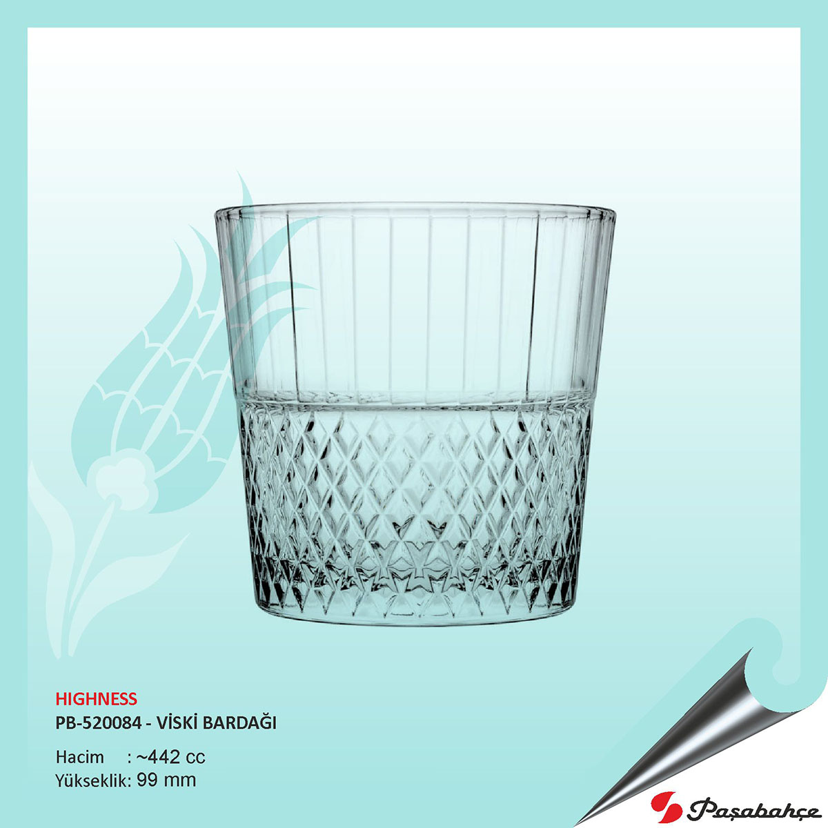 Paşabahçe Hıghness Pb-520084 - Baskılı Viski Bardağı 442 cc Paşabahçe Hıghness Pb-520084 - Baskılı Viski Bardağı 442 cc