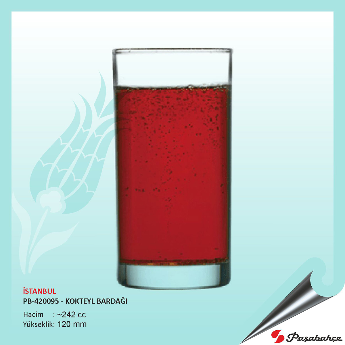 Paşabahçe İstanbul Pb-420095 - Baskılı Kokteyl Bardağı 242 cc Paşabahçe İstanbul Pb-420095 - Baskılı Kokteyl Bardağı 242 cc
