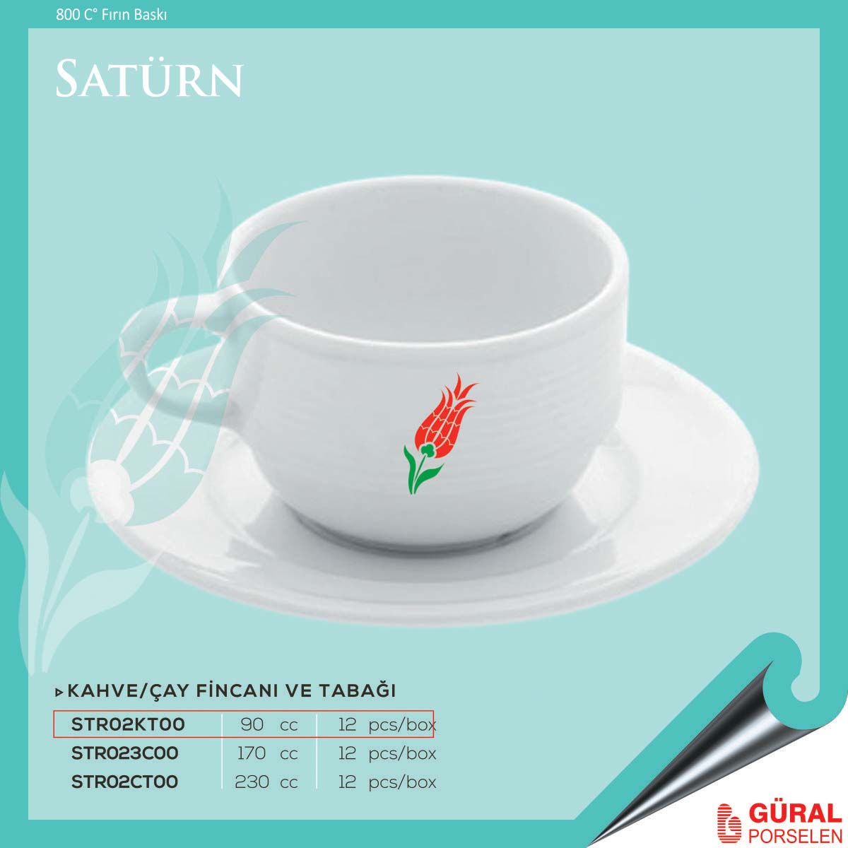 Baskılı Satürn Kahve Fincanı ve Tabağı 90 cc