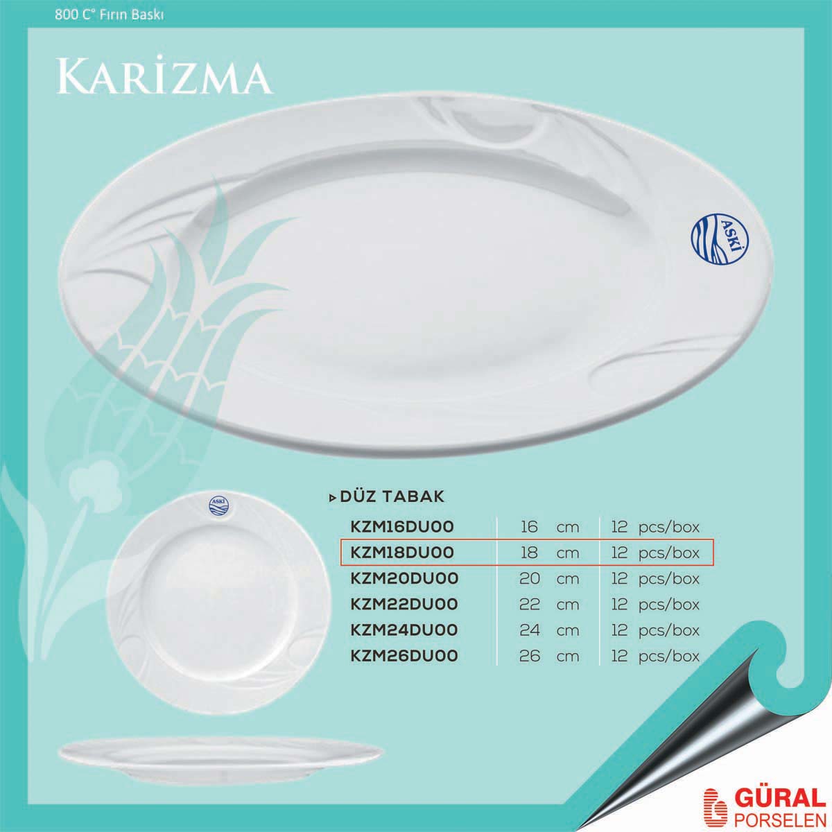Baskılı Karizma Düz Tabak 18 cm