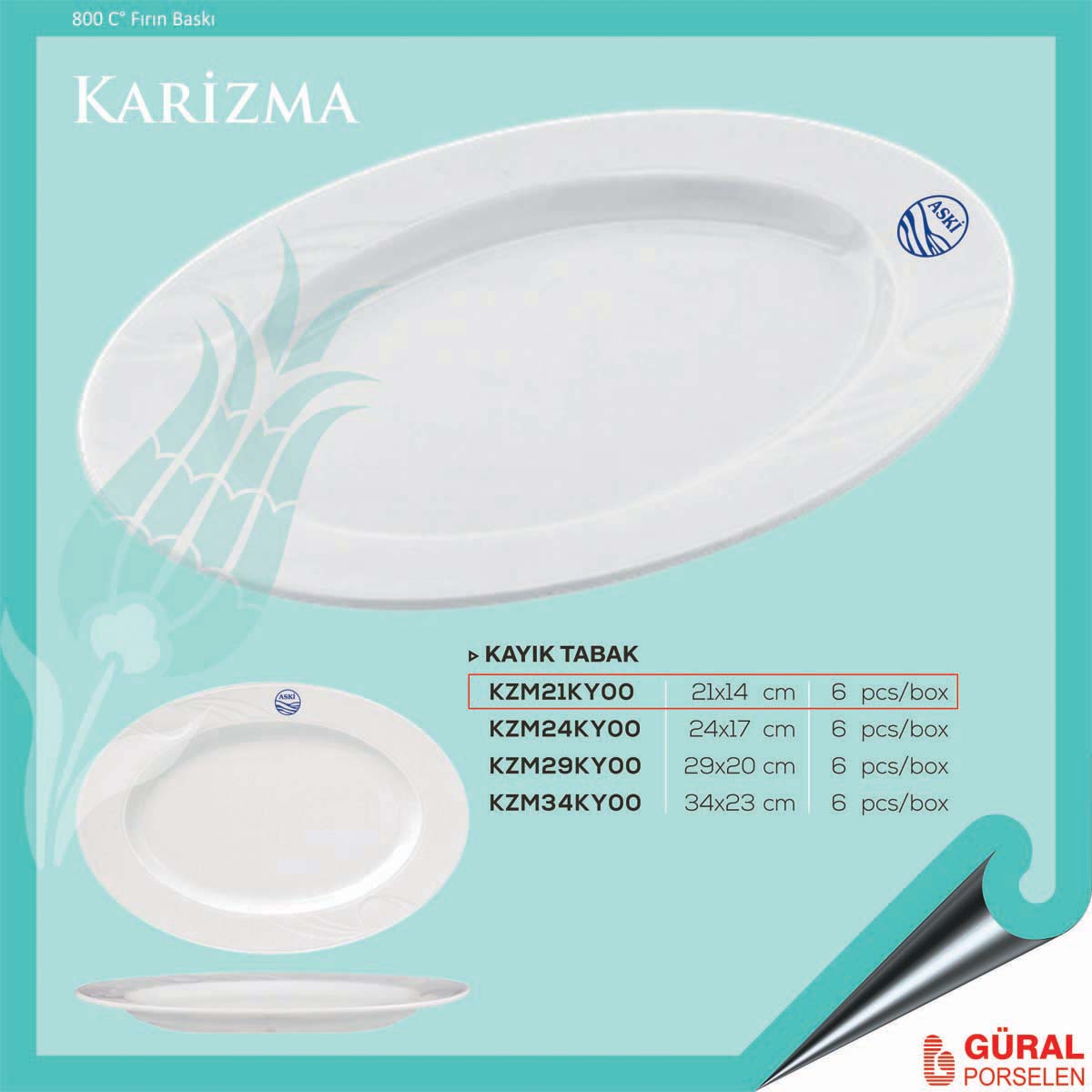Baskılı Karizma Kayık Tabak 21 cm