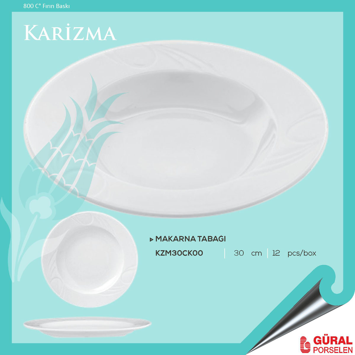 Baskılı Karizma Makarna Tabağı 30 cm