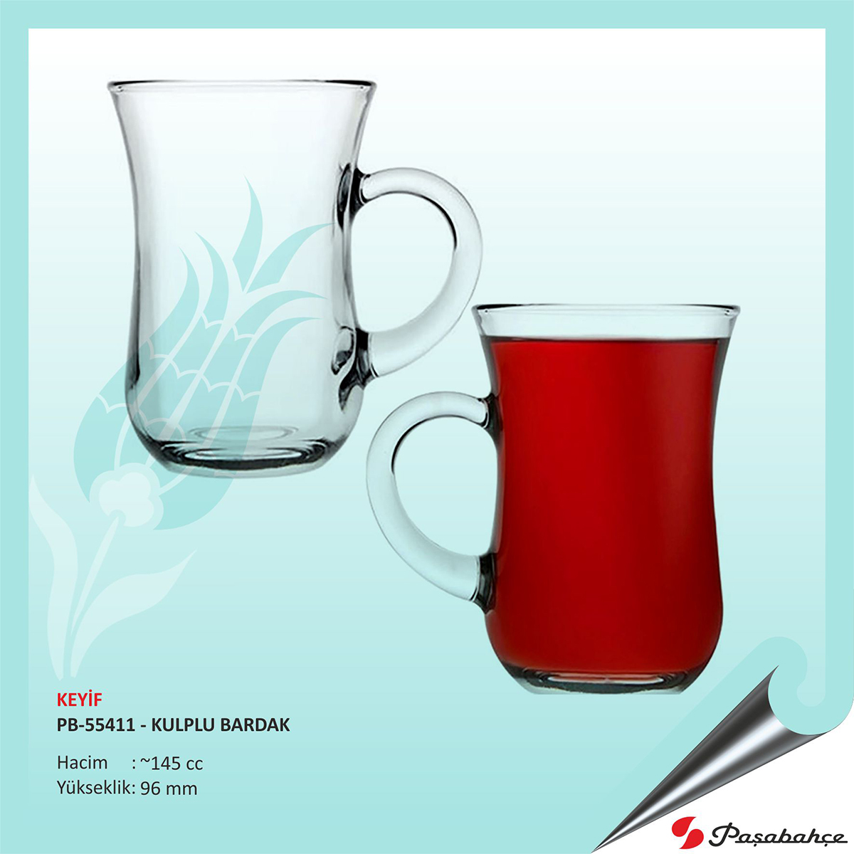 Keyif Pb-55411 - Baskılı Kulplu Bardak 145 cc