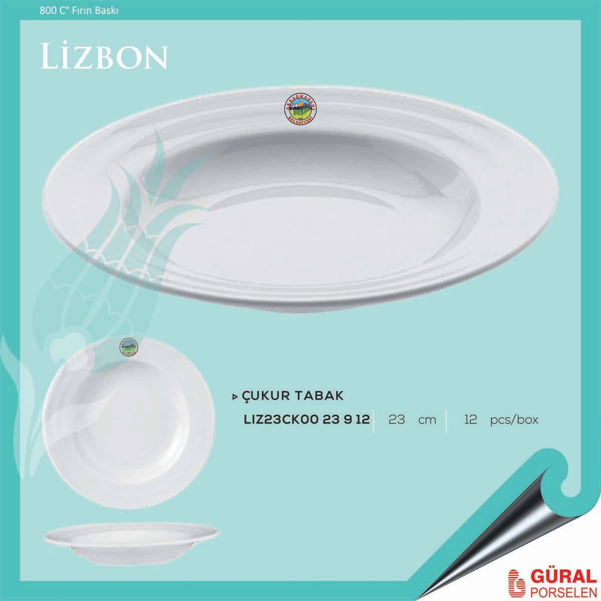 Baskılı Lizbon Çukur Tabak 23 cm