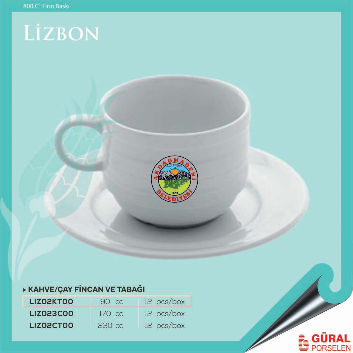 Baskılı Lizbon Kahve Fincanı ve Tabağı 90 cc
