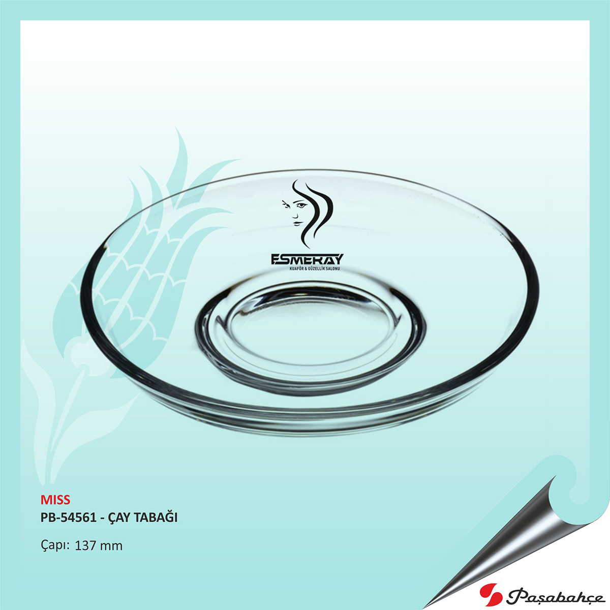 Paşabahçe Mıss Pb-54561 - Baskılı Çay Tabağı Çap: 137 mm Paşabahçe Mıss Pb-54561 - Baskılı Çay Tabağı Çap: 137 mm