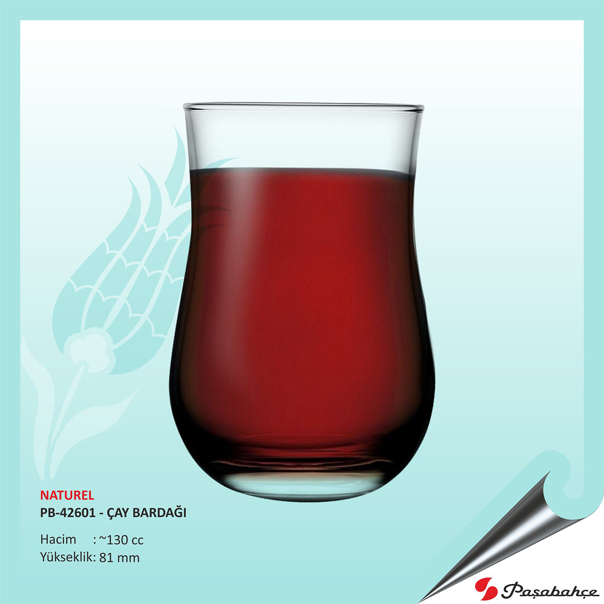 Paşabahçe Naturel Pb-42601 - Baskılı Çay Bardağı 130 cc Paşabahçe Naturel Pb-42601 - Baskılı Çay Bardağı 130 cc