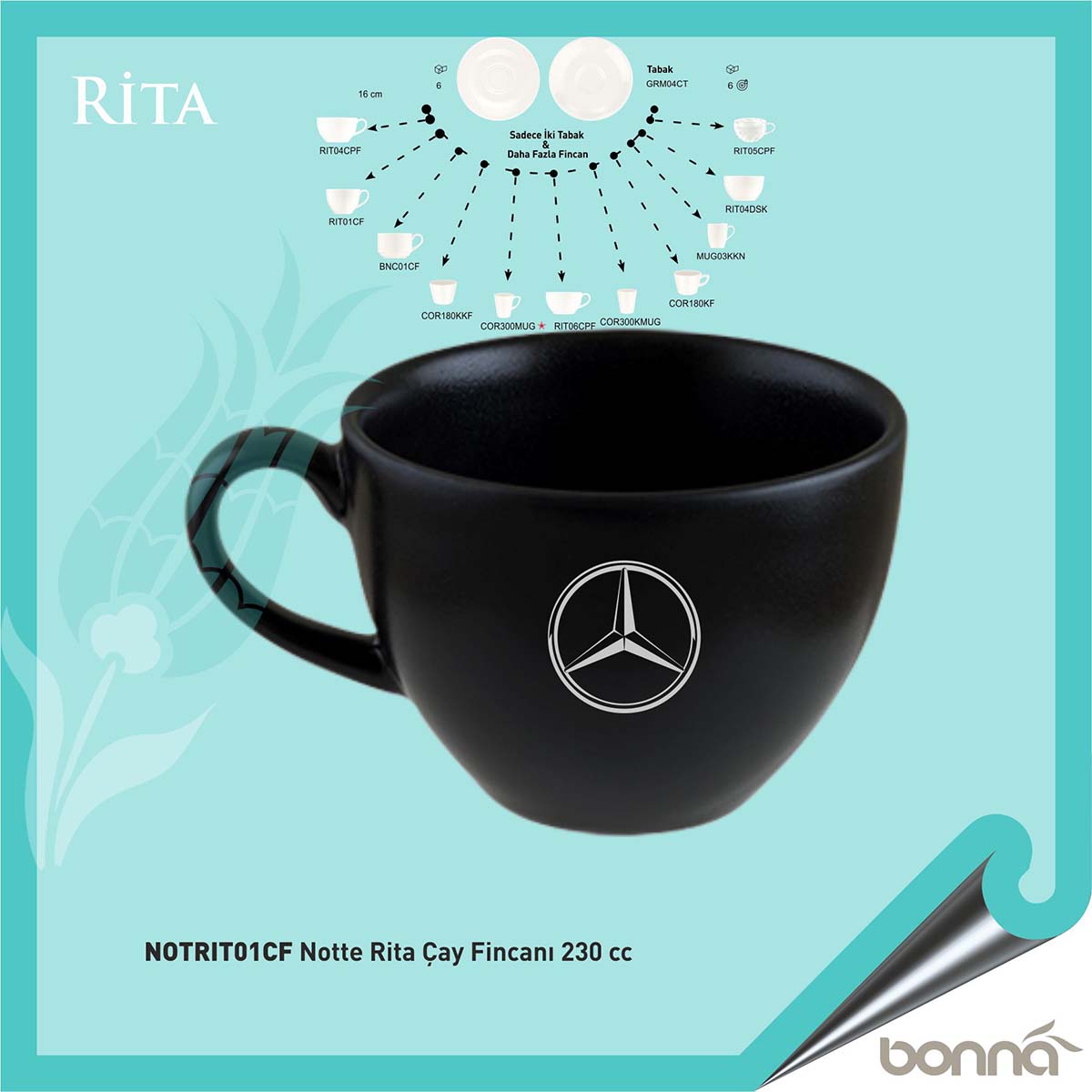 Notte Rita Çay Fincanı 230 cc