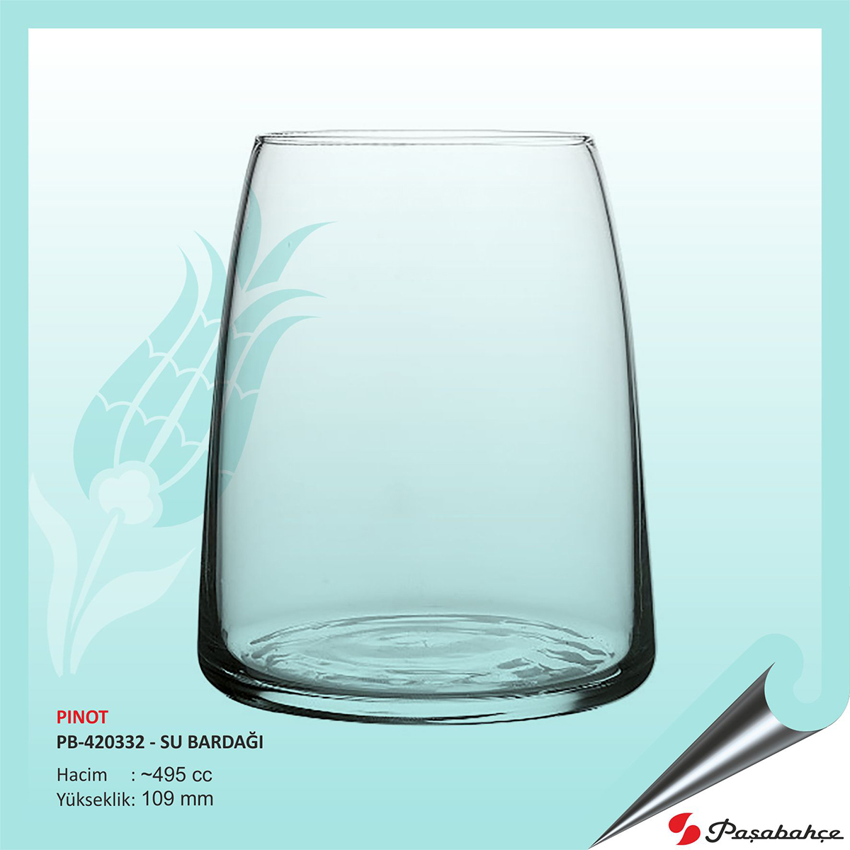 Paşabahçe Pınot Pb-420332 - Baskılı Su Bardağı 495 cc Paşabahçe Pınot Pb-420332 - Baskılı Su Bardağı 495 cc
