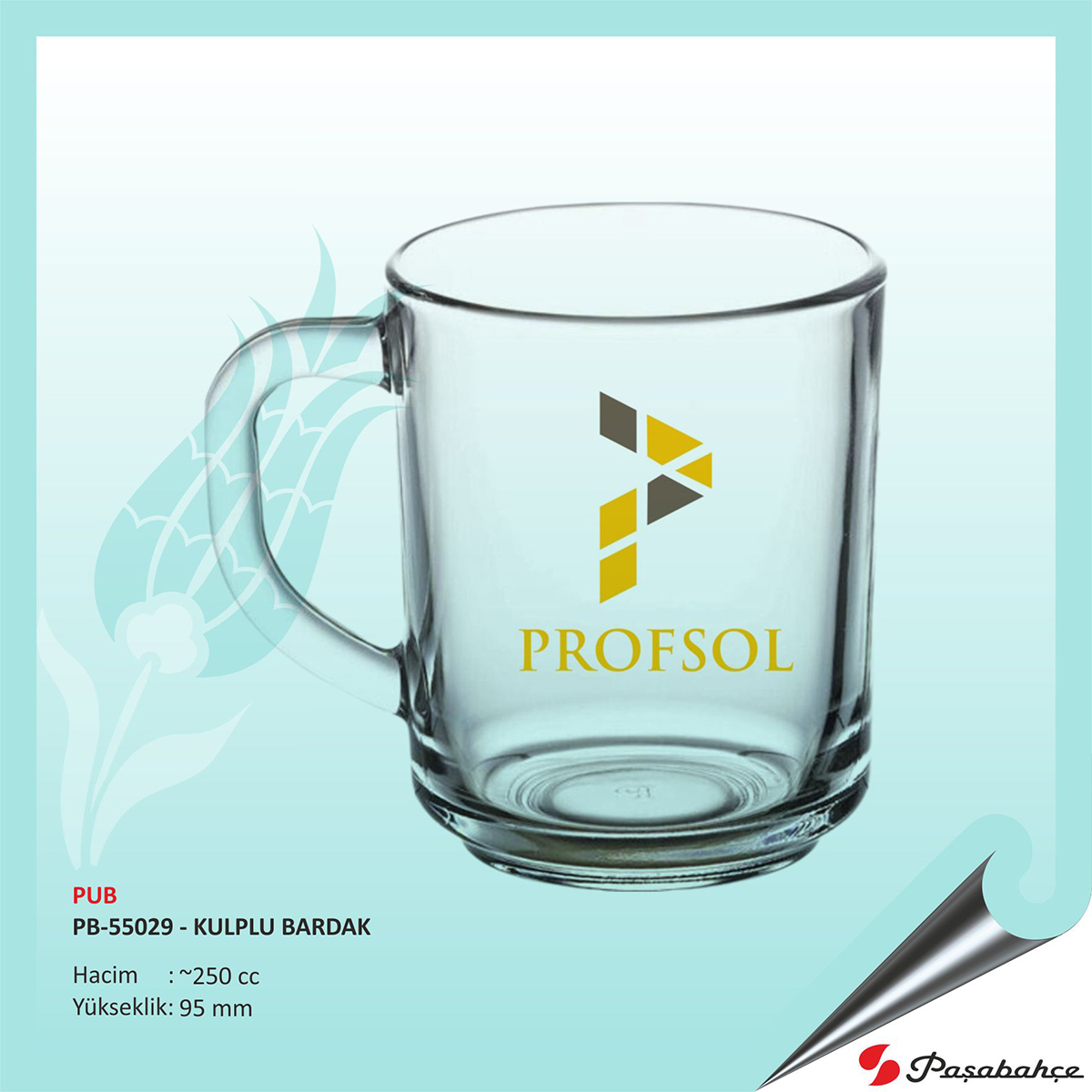 Pub Pb-55029 - Baskılı Kulplu Bardak 250 cc