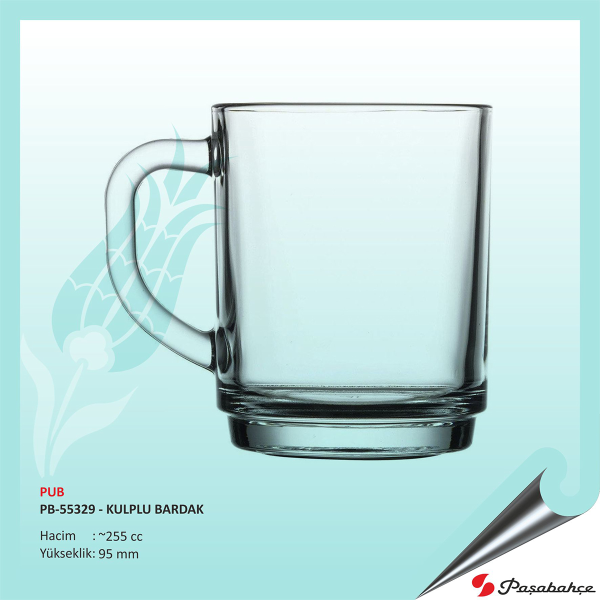 Pub Pb-55329 - Baskılı Kulplu Bardak  255 cc