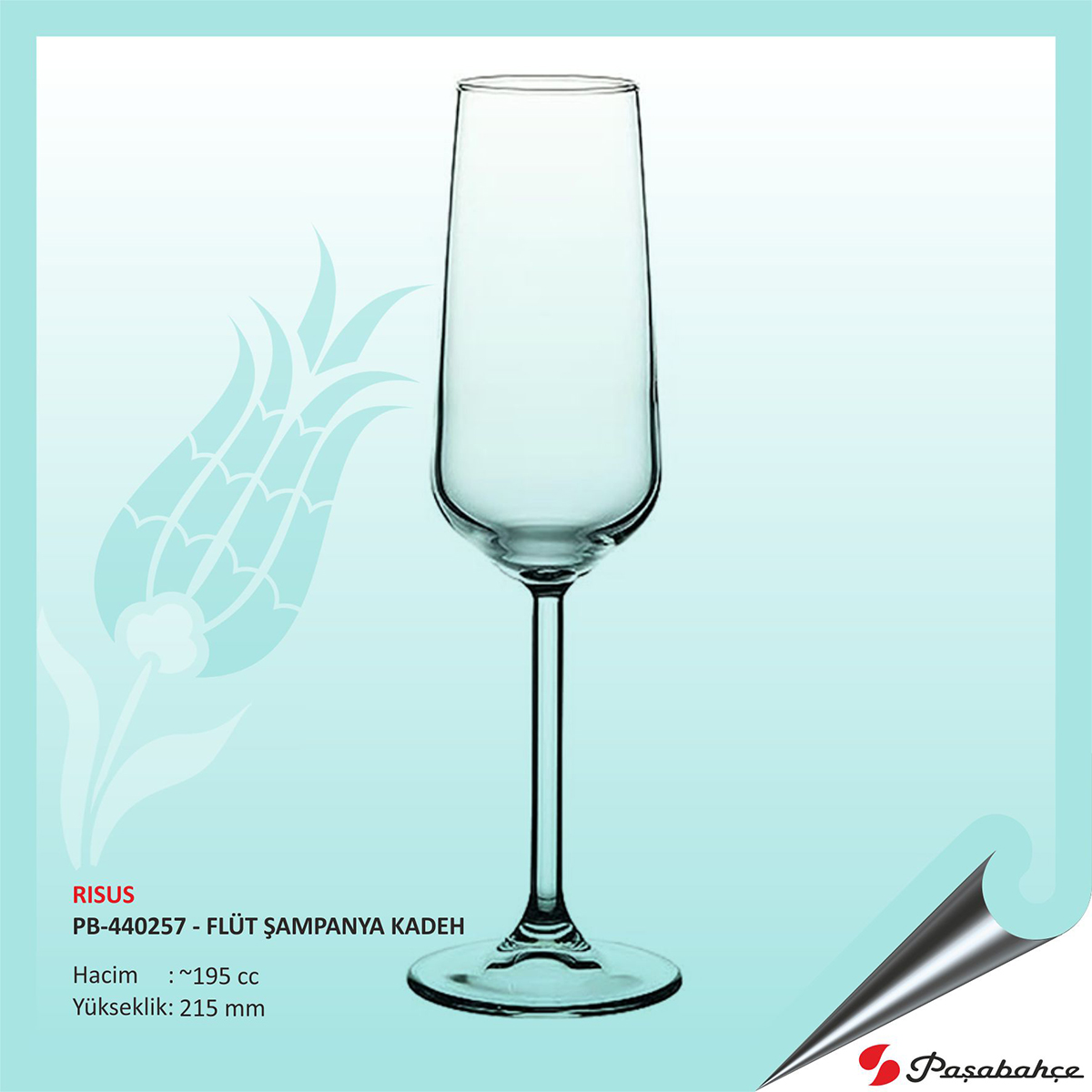 Rısus Pb-440257 - Flüt Şampanya Baskılı Kadeh 195 cc