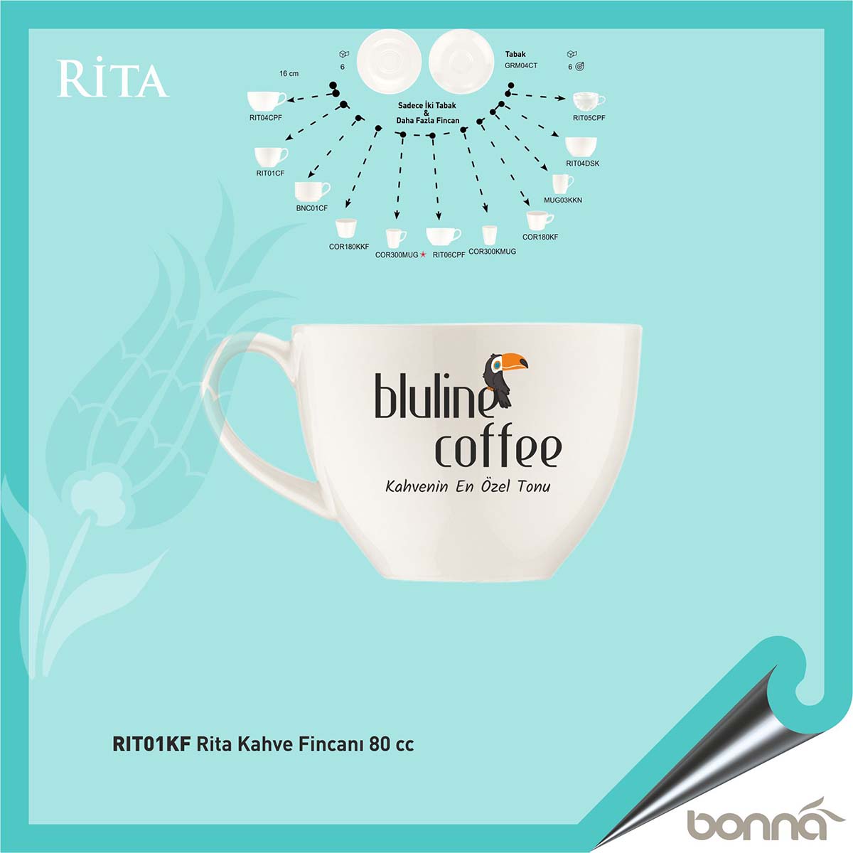 Baskılı Bonna Rita Kahve Fincanı 80 cc Baskılı Bonna Rita Kahve Fincanı 80 cc