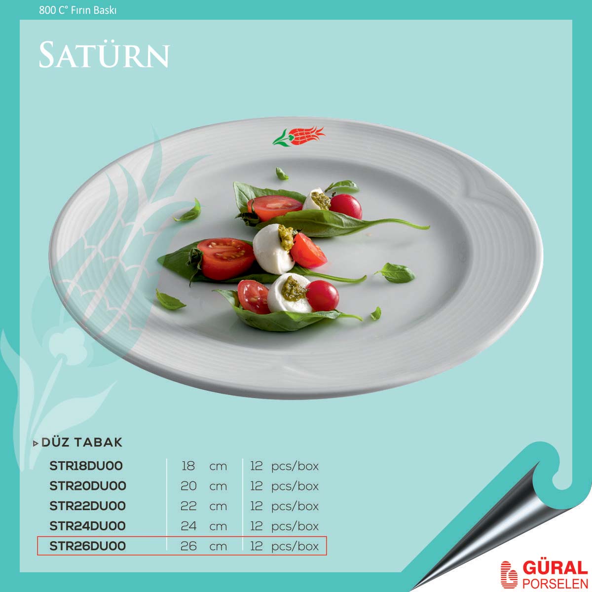 Baskılı Satürn Düz Tabak 26 cm