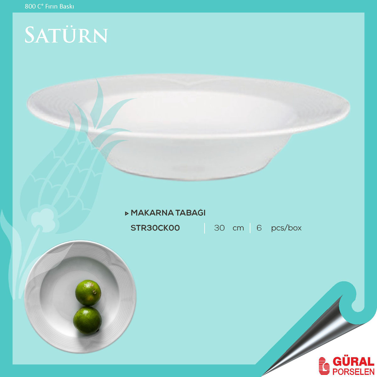 Baskılı Satürn Makarna Tabağı 30 cm