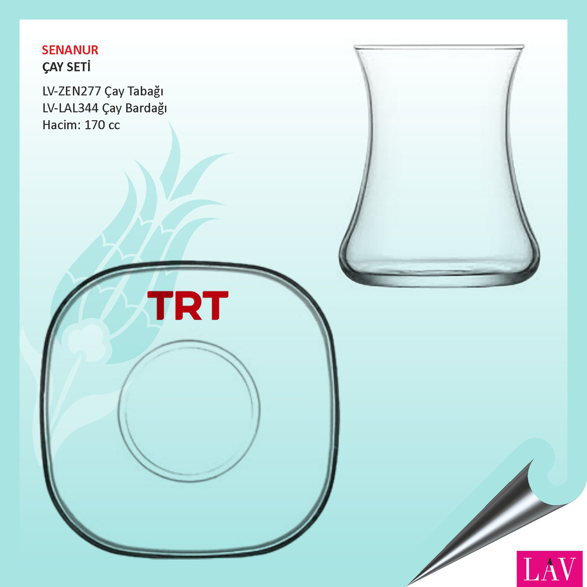 Baskılı Lav Senanur Çay Seti Baskılı Lav Senanur Çay Seti