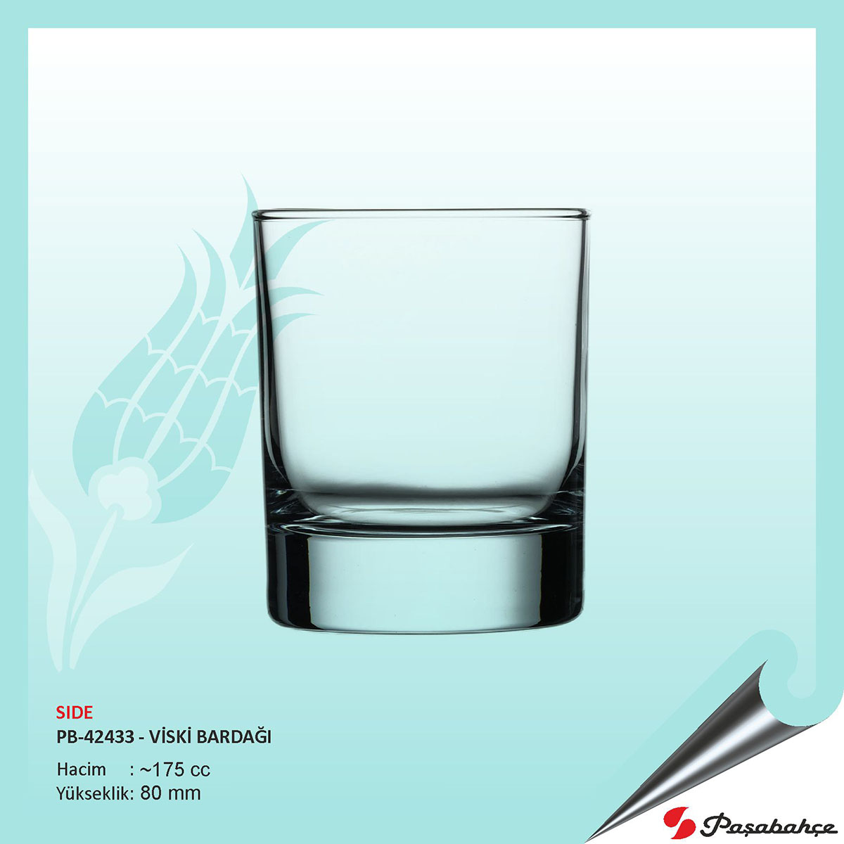 Paşabahçe Sıde Pb-42433 - Baskılı Viski Bardağı 175 cc Paşabahçe Sıde Pb-42433 - Baskılı Viski Bardağı 175 cc