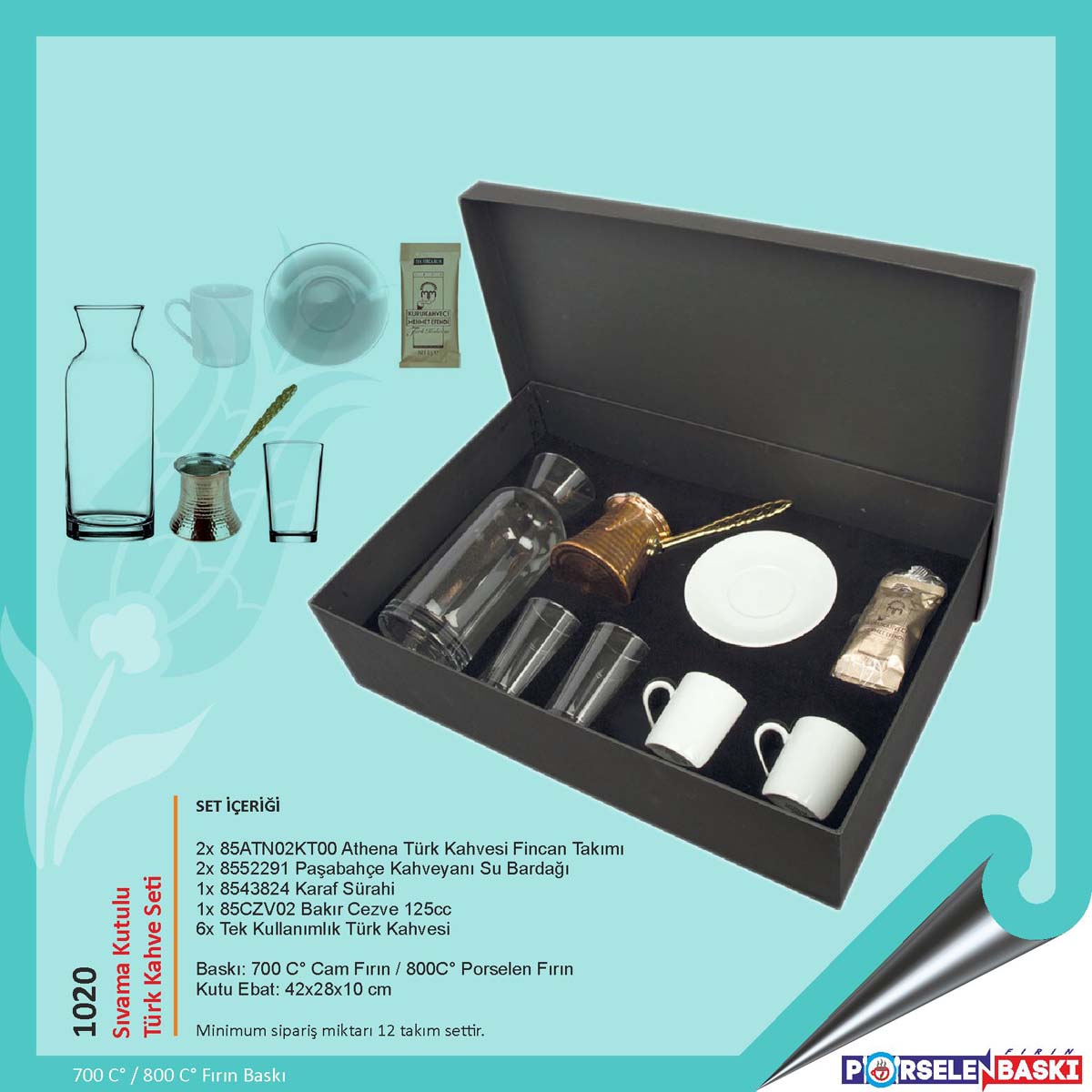 Baskılı Sıvama Kutulu Türk Kahve Seti Baskılı Sıvama Kutulu Türk Kahve Seti