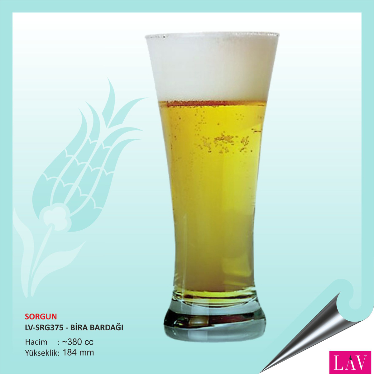 Baskılı Lav Sorgun Bira Bardağı 380 cc Baskılı Lav Sorgun Bira Bardağı 380 cc